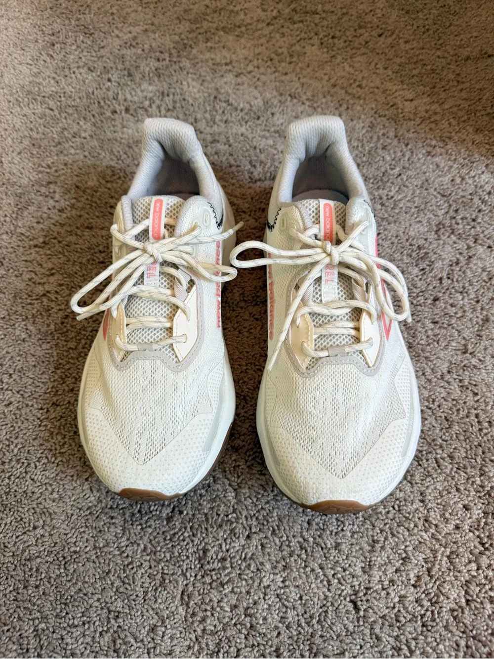 New Balance Women's Cream Athletic Sneakers with Pink Accents